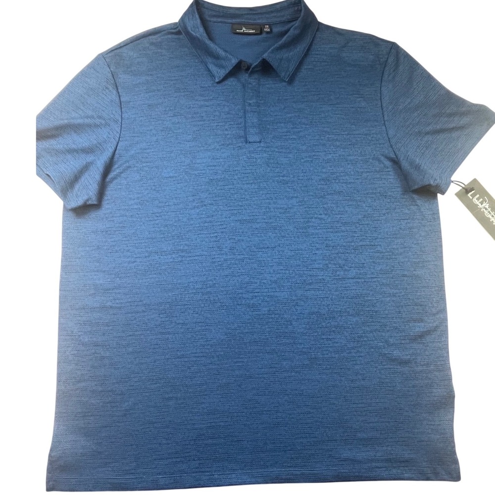 Marc Anthony Mens XXL Slim Fit Navy Blue Textured Geometric Knit Polo Shirt